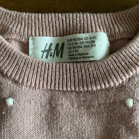 H&M Pink Swiss Dot Sweater Dress Girls' 3/4T - Picture 3 of 8